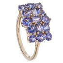 9ct Yellow Gold Tanzanite Cluster Ring