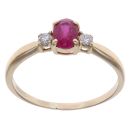 9ct Yellow Gold 0.10ct Diamond and Ruby Three Stone Ring