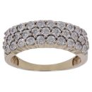 9ct Yellow Gold 0.16ct Brilliant Cut Diamond Three Row Cluster Ring