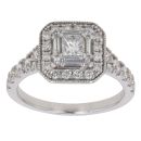 18ct White Gold 1.00ct Brilliant, Baguette and Princess Cut Diamond Cluster Ring