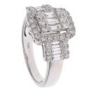 18ct White Gold 1.00ct Brilliant and Baguette Cut Diamond Cluster Ring