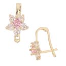 14ct Yellow Gold Pink Gemstone And Cubic Zirconia Flower Earrings