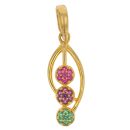 22ct Yellow Gold Cubic Zirconia Colourful Trilogy Pendant