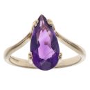 9ct Yellow Gold Amethyst Single Stone Ring