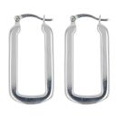 Silver Rectangular Hoop Earrings By Icesia