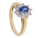18ct Yellow Gold 0.46ct Brilliant Cut Diamond and Sapphire Cluster Ring