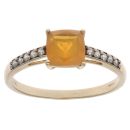 9ct Yellow Gold Fire Opal And Cubic Zirconia ring