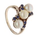 9ct Yellow Gold Pearl and Sapphire Fancy Ring
