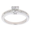18ct White Gold 0.50ct Princess And Brilliant Cut Diamond Cluster Ring