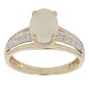 9ct Yellow Gold 0.05ct Diamond and Opal Single Stone Ring
