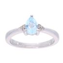 9ct White Gold Topaz and Diamond Pear Ring