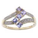9ct Yellow Gold 0.15ct Diamond and Tanzanite Fancy Ring