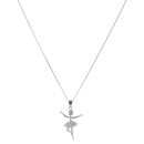 9ct White Gold Cubic Zirconia Ballerina Cluster Pendant and Chain 18"