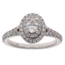 Vera Wang 18ct White Gold 0.75ct Oval And Brilliant Cut Diamond Cluster Ring