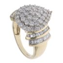 9ct Yellow Gold 1.75ct Brilliant And Baguette Cut Diamond Cluster Ring