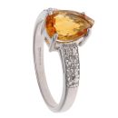 9ct White Gold 0.05ct Diamond and Citrine Ring
