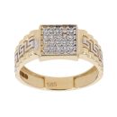Children's 14ct Yellow And White Gold Cubic Zirconia Greek Key Ring