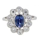 Platinum 0.85cts Diamond And Sapphire Oval Ring