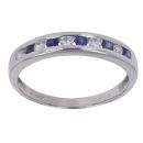 9ct White Gold 0.15ct Diamond and Sapphire Eternity Ring