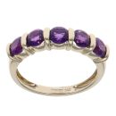 9ct Yellow Gold Amethyst Five Stone Ring