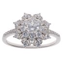 Silver Cubic Zirconia Floral Cluster Ring By Icesia