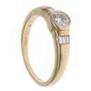 18ct Yellow Gold 0.50ct Brilliant And Baguette Cut Diamond Solitaire Ring
