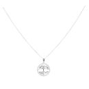 Silver Tree Of Life Cubic Zirconia Pendant And Chain 18"