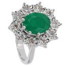 9ct White Gold 1.00ct Diamond And Emerald Cluster Ring