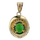 14ct Yellow Gold Green Stone Set Pendant