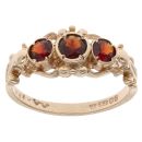 9ct Yellow Gold Garnet Three Stone Ring