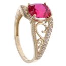 14ct Yellow Gold Red Gemstone Fancy Ring