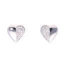 Silver Cubic Zirconia Heart Stud Earrings by Icesia