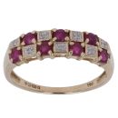 9ct Yellow Gold 0.05ct Diamond And Ruby Ring