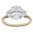 9ct Yellow Gold 2.61ct Oval and Modified Trapeze Lab Grown Diamond Trilogy Ring