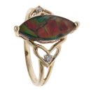 9ct Yellow Gold 0.02ct Diamond and Abalone Marquise Ring