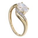 14ct Yellow Gold Cubic Zirconia Crossover Ring
