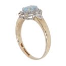 9ct Yellow Gold 0.05ct Brilliant Cut Diamond and Aquamarine Cluster Ring