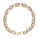 9ct Yellow Gold Pink Gemstone Belcher Bracelet 7"