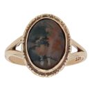 9ct Yellow Gold Moss Agate Single Stone Ring