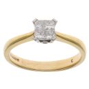 18ct Yellow Gold 0.35ct Princess Cut Diamond Cluster Ring