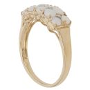 9ct Yellow Gold 0.02ct Diamond and Opal Two Row Ring