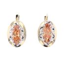 14ct Yellow Gold & White Gold Orange Gemstone Stud Drop Earrings