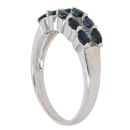 18ct White Gold 0.25ct Baguette Cut Diamond and Sapphire Cluster Ring