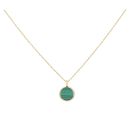 925 Sterling Silver Gold Plated Malachite Circle Pendant And Chain 18"
