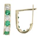 14ct Yellow Gold Children's Green And Colourless Cubic Zirconia Earrings