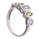 9ct White Gold Cubic Zirconia and Peridot Fancy Ring