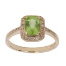 9ct Yellow Gold 0.15ct Diamond and Peridot Cluster Ring