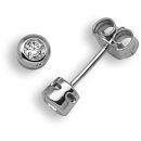 9ct White Gold 0.15ct Diamond Rubover Earrings