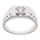 Silver Cubic Zirconia Solitaire Watch Strap Ring