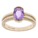 9ct Yellow Gold Amethyst Solitaire Ring